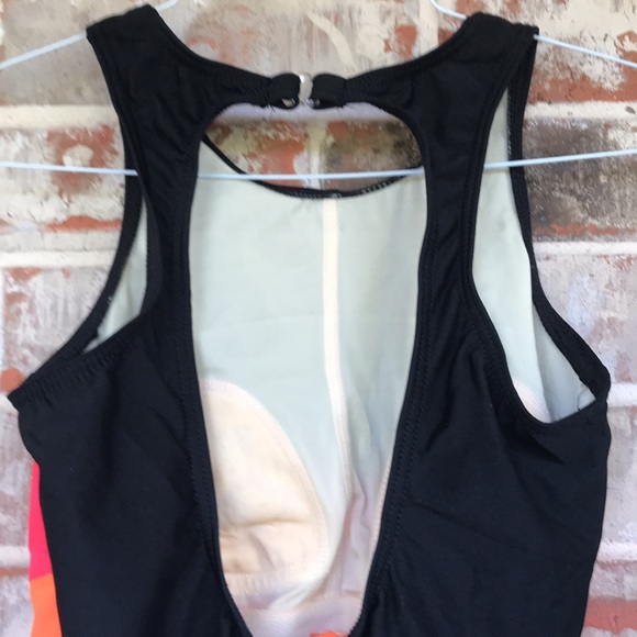 Land’s End Black Striped Tank One Piece Swim Suit - Picture 4 of 6